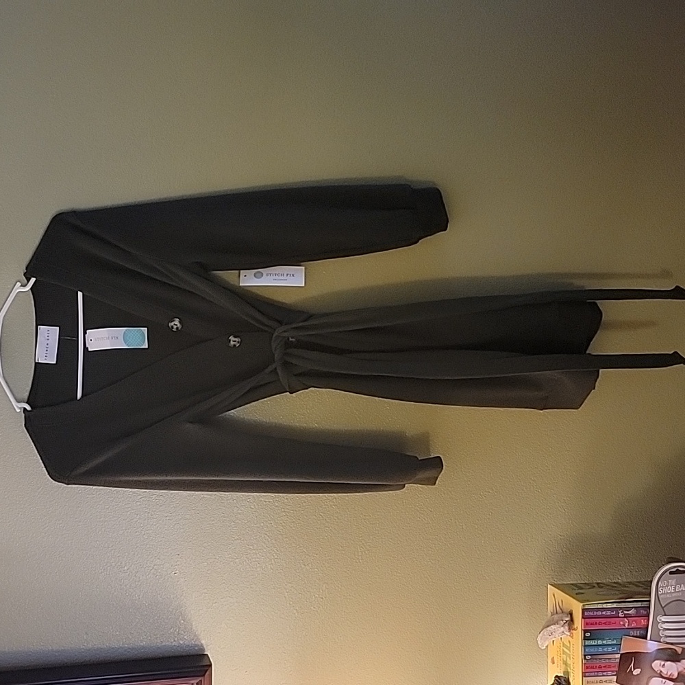 NWT French grey sweater dress, olive
